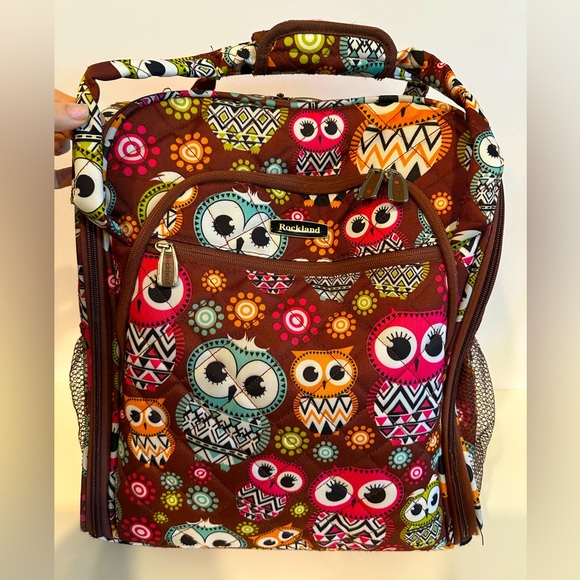 Rockland Owl Print Rolling Tote for Travel, Crafts or Storage - Picture 2 of 16